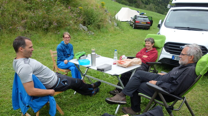 Beim Campingplatz Gadmen richteten wir uns für zwei Tage ein | © DAV Freudenstadt